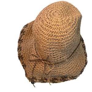 Styline Women’s Tan And Brown Hat With Bow On Side NWT